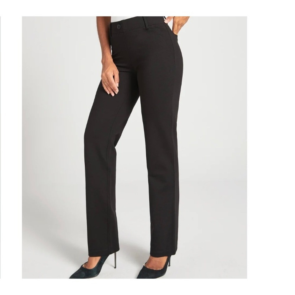 Betabrand Dress Pant Yoga Pants Black Velvet Straight Leg Dark Romantic Petite S